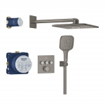 Potinkinis termostatinis dušo komplektas Grohe Smartcontrol su kvadratine galva 310, metalinė žarna matinė grafito spalva 
